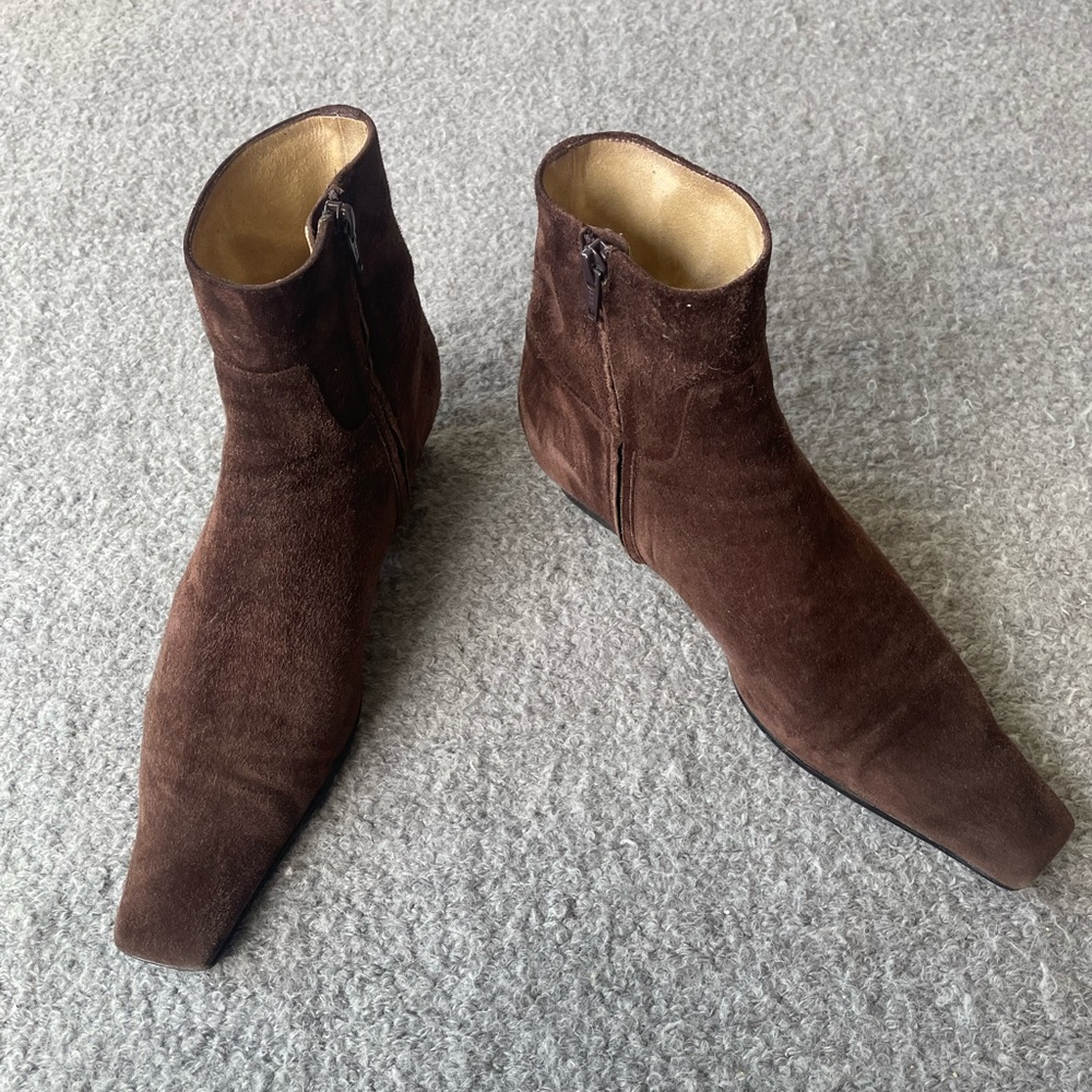 KHAITE Marfa Suede Ankle Boots Coffee Size 8
